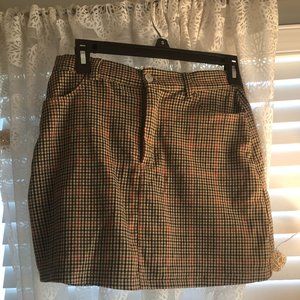 Front-zip plaid mini skirt